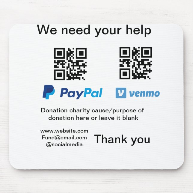 Spendensammlungstipp jar fügen Sie Ihre q r Name c Mousepad (Vorne)