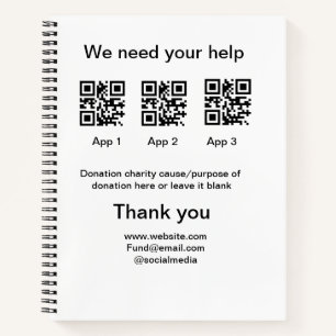 Spendensammlungstipp jar fügen Sie Ihre q r Name c Notizbuch