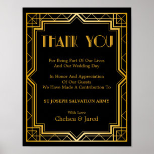 Spendenzeichen für Hochzeiten   Gatsby Art Deco Poster