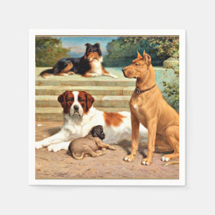 Sperling - Gruppe der Hunde auf den Treppen Serviette
