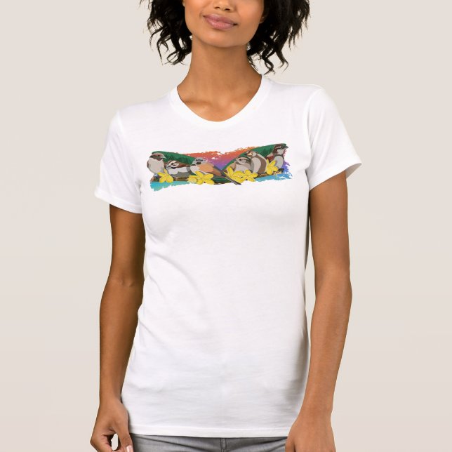 Sperlinge in einer Reihe T-Shirt (Vorderseite)