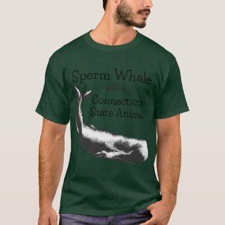 Sperm Whale Connecticut State Animal Line Drawing T-Shirt