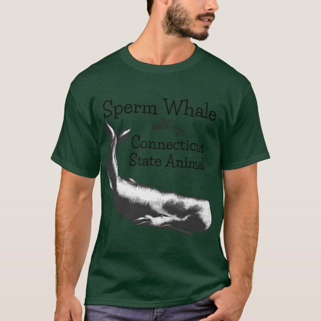 Sperm Whale Connecticut State Animal Line Drawing  T-Shirt (Vorderseite)