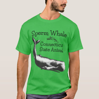 Sperm Whale Connecticut State Animal Line Drawing T-Shirt