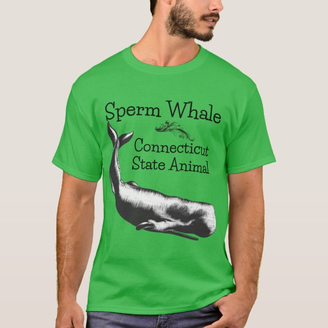 Sperm Whale Connecticut State Animal Line Drawing  T-Shirt (Vorderseite)