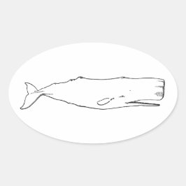 Sperm Whale (Line Art) Ovaler Aufkleber