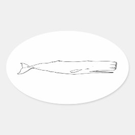 Sperm Whale (Line Art) Ovaler Aufkleber