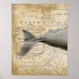 Sperm Whale Vintage Karte Teil 1 Poster