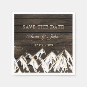 Sperrholz Rustikale Berge Save the Date Serviette