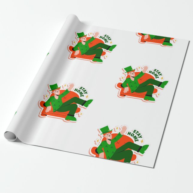 Sperrung von Zuhause-bleibe-Patricks Geschenkpapier (Ungerollt)