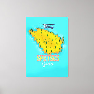 Spetses Griechische Inselkarte Reiseplakat Leinwanddruck