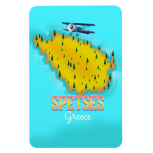 Spetses Griechische Inselkarte Reiseplakat Magnet