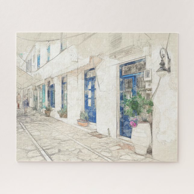 Spetses traditionell griechische Straßen, Griechen Puzzle (Horizontal)