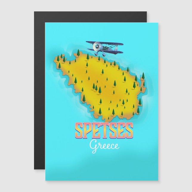 Spetts Griechische Insel Karte Reiseplakat (Vorne/Hinten)
