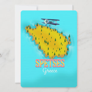 Spetts Griechische Insel Karte Reiseplakat