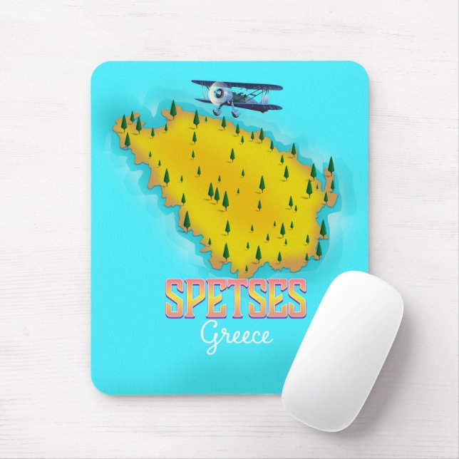 Spetts Griechische Insel Karte Reiseplakat Mousepad (Mit Mouse)