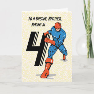 Spezial-Bruder 4. Geburtstag Superheld Karte