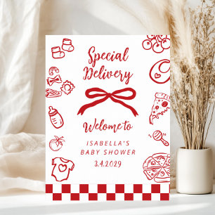 Spezial-Lieferung Pizza Baby Shower Willkommen Poster