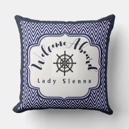 Spezialisieren Sie Navy Blau und Weiß mit dem Schi Kissen