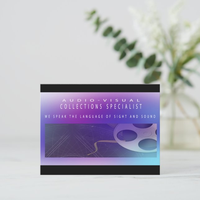 Spezialist für Audio-Visuell- und Multimedia-Samml Postkarte (Stehend Vorderseite)