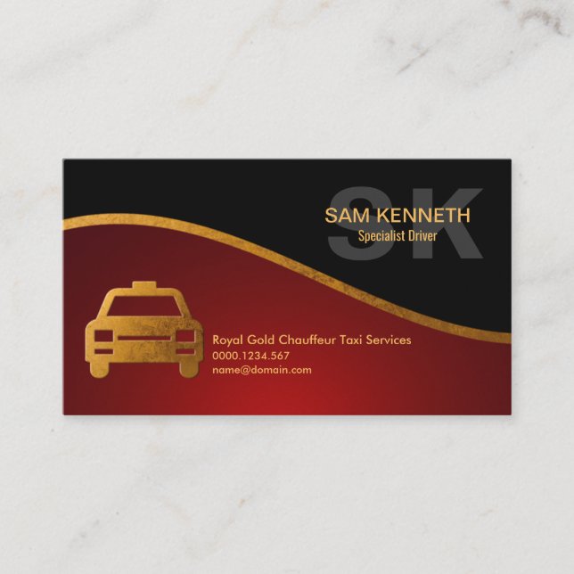 Spezialist für Monogramm-Gold-Logo für Taxifahrer Visitenkarte (Vorderseite)