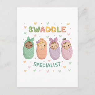 Spezialist für Wickeln Süße Baby-Illustration Postkarte