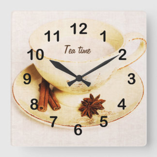 Spezialitätenchai-Teeschale Quadratische Wanduhr