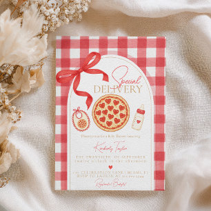 Speziallieferung Herz Pizza Babyparty Einladung