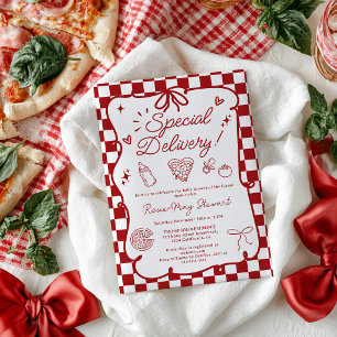 Speziallieferung Italienische Pizza Rote Babyparty Einladung