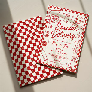 Speziallieferung: Italienisches Pizza-Thema Baby S Einladung