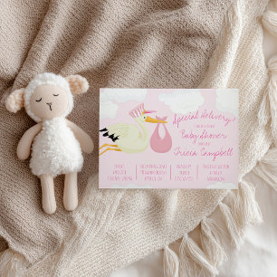 Speziallieferung! Pink Storch Baby Shower Einladung