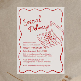 Speziallieferung Pizza Baby Shower Einladung