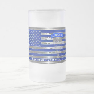 Speziell für amerikanische Fallschirmjägerflagge Mattglas Bierglas