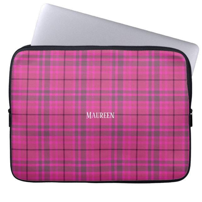 Speziell für Preppy-Rosa und lila kariertes Tartan Laptopschutzhülle (Vorderseite)