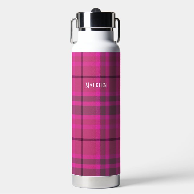 Speziell für Preppy-Rosa und lila kariertes Tartan Trinkflasche (Vorderseite)