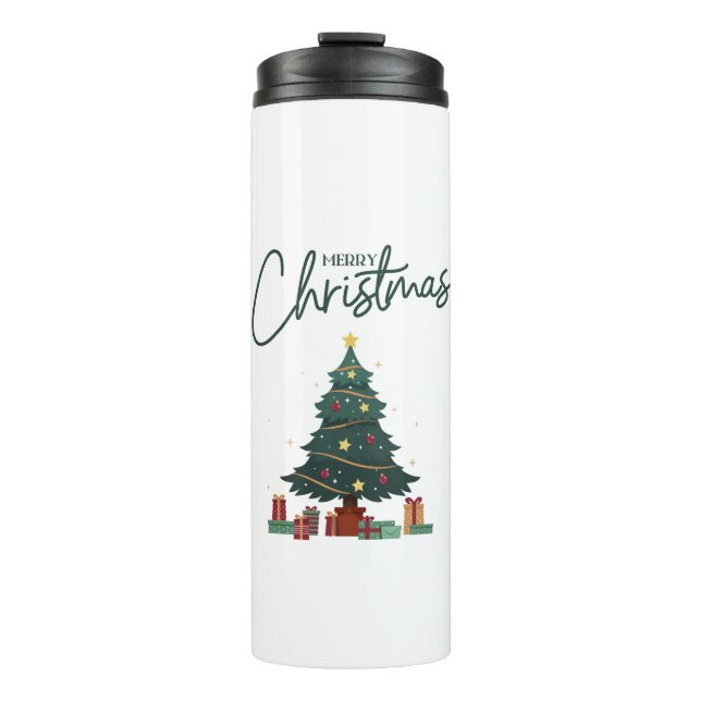 Speziell markierte grüngelbe Weihnachtsfeiertage i Thermosbecher (Vorderseite)