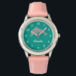 Spezielle Aqua- und Rosa-Girls beobachten mit nied Armbanduhr<br><div class="desc">Geeignet türkisblau / aqua und pink Mädchen beobachten mit niedlichem Delphin. Personalisierbare Armbanduhren für Kinder. Girly Birthday oder Weihnachten Geschenk Idee für Mädchen. Vektor-Design von Meerestieren. Machen Sie Ihre eigene für Tochter,  Enkelin,  Enkelkind usw. Fügen Sie Ihren eigenen Namen oder Monogramm-Buchstaben des Kindes hinzu.</div>