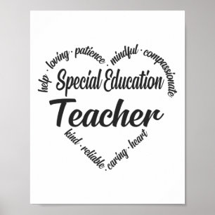 Spezielle Bildung Lehrer HerzWord Cloud Poster
