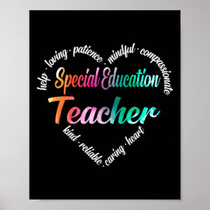 Spezielle Bildung Lehrer HerzWord Cloud Poster