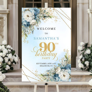 Spezielle Boho staubblaue goldene 90. Geburtstagsb Poster