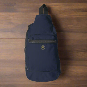 Spezielle Clean Navy Blue Gold Initial Monogram Crossbody Bag