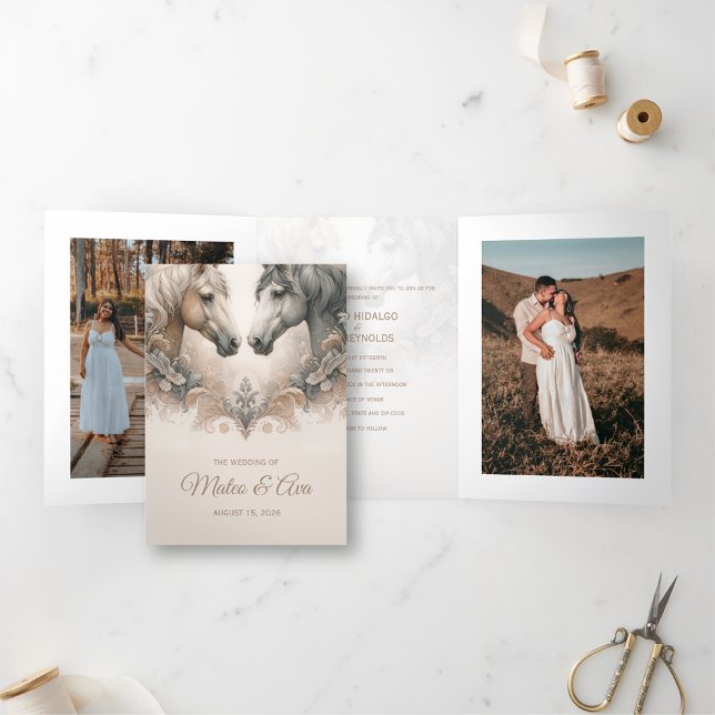 Spezielle Dreifach-Aufnahme für Hochzeitsfotos Dreifach Gefaltete Einladung (Special Trifold Add Photo Wedding Invitation)