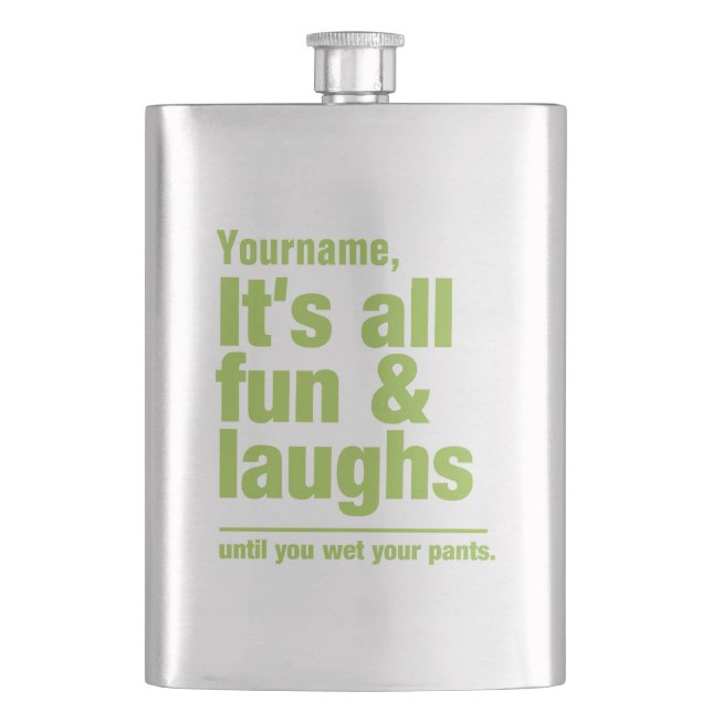 Spezielle FUN & LAUGHS-Flasche Flachmann (Vorderseite)