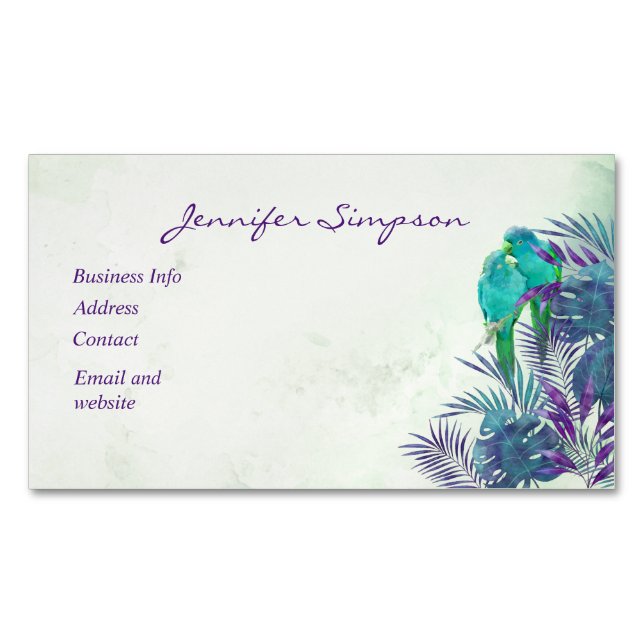 Spezielle Geschäfte mit tropischen Papageien Magnetische Visitenkarte (Vorderseite)