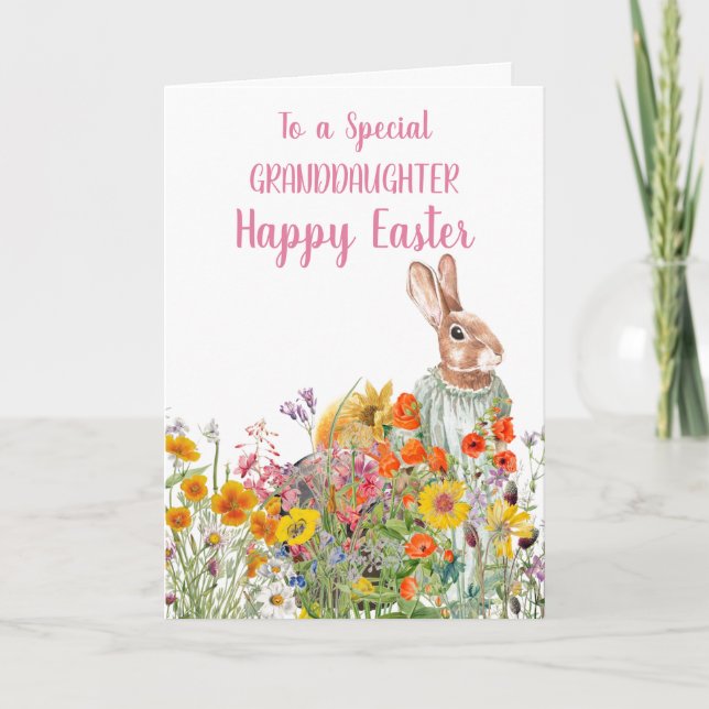 Spezielle Grandtochter Vintag Bunny Card Karte (Vorderseite)