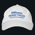 Spezielle Lage und Datum für die Basisklasse Bestickte Kappe<br><div class="desc">Mit dieser maßgeschneiderten Baseballkappe mit eigenem Text. Derzeit liest "Ihr Name" Familie Cruise und den Ort und das Datum Ihrer Kreuzfahrt. Ändern Sie einfach den Text und die Farbe. Ideal für die heißen sonnigen Tage auf dem Deck!</div>
