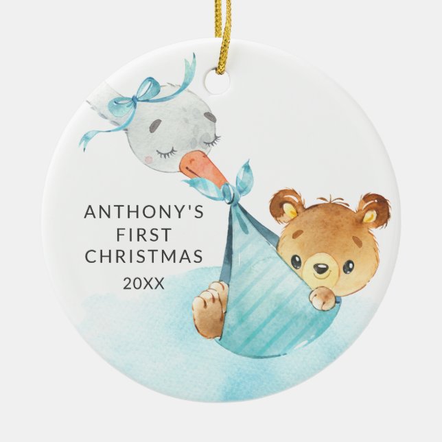 Spezielle Lieferung Baby's erstes Weihnachtsbär Keramik Ornament (Vorne)