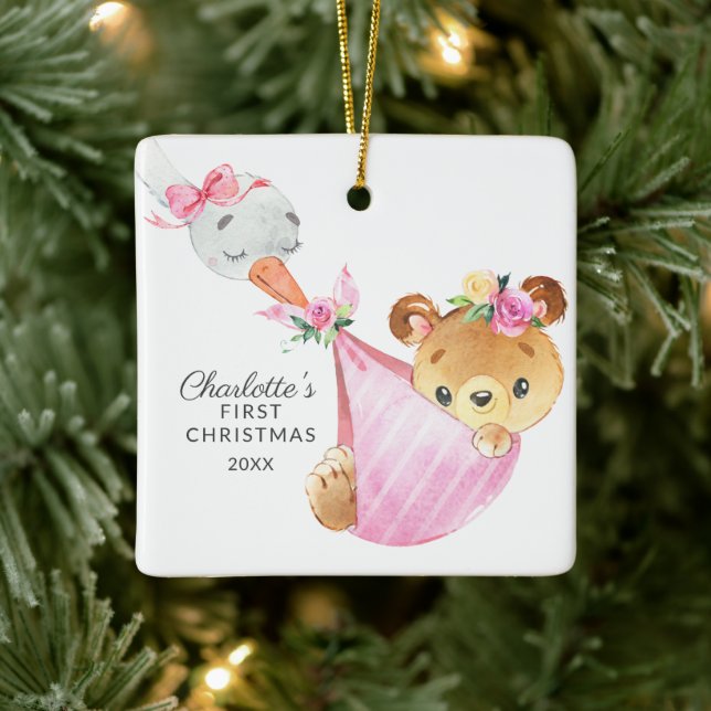 Spezielle Lieferung Baby's erstes Weihnachtsbär Keramikornament (Baum)