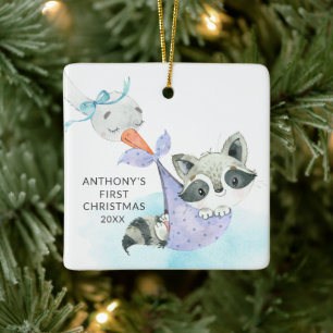 Spezielle Lieferung Baby's First Christmas Raccoon Keramikornament