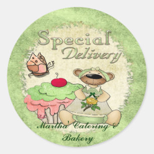 Spezielle Lieferung Cupcake Bären BAKERY CATERING Runder Aufkleber